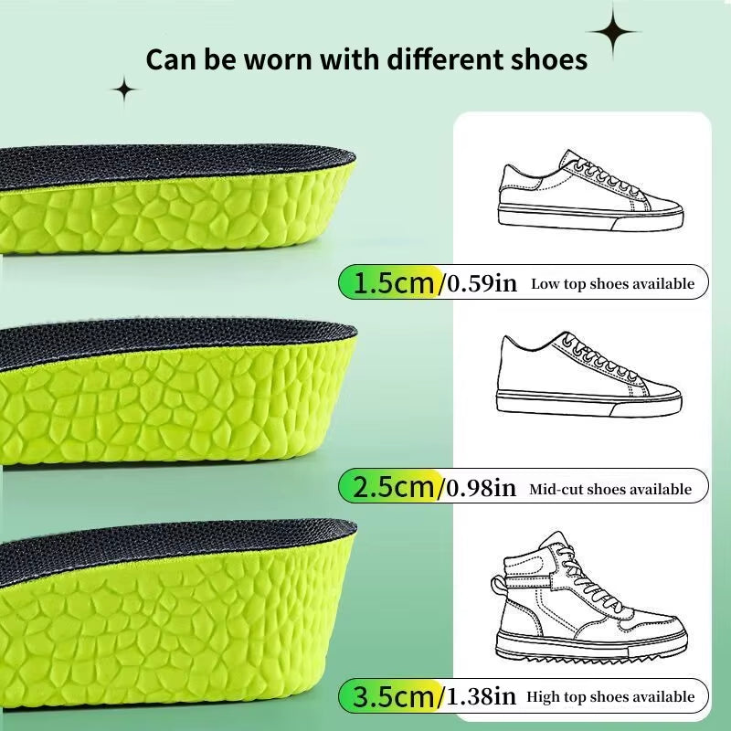 1 Pair New Designed Unisex Height-Increasing Shoe Insoles, Sweat-Absorbing Odor-Resistant Comfortable Shock-Absorbing Insoles