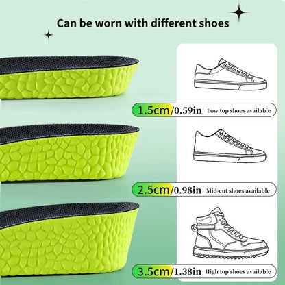 1 Pair New Designed Unisex Height-Increasing Shoe Insoles, Sweat-Absorbing Odor-Resistant Comfortable Shock-Absorbing Insoles