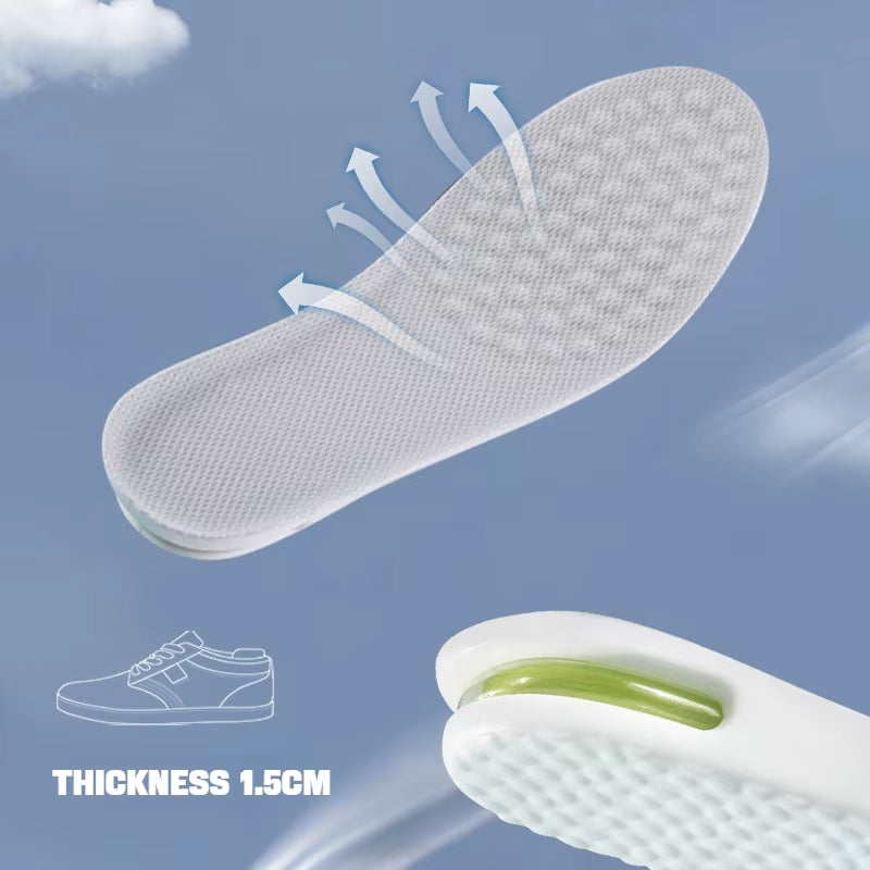 1Pair Height Increase Insole for Feet Comfort Plantar Fasciitis Shoes Insoles Men Women Sports Air Shock Absorbing Shoe Pads